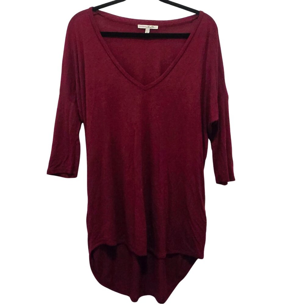 Express One Eleven Burgundy 3/4‑Sleeve Top – Size M